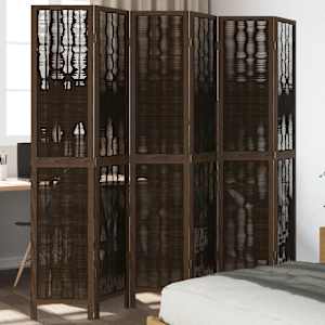 Paravan 6-delni temno rjav trden les pavlovnije