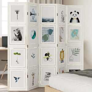 Paravan 5-delni bel trden les pavlovnije