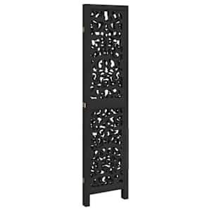 Paraván 3dílný černý masivní dřevo pavlovnie - obrázek 5