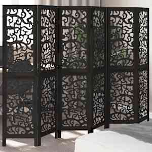 Paravan 6-delni črn trden les pavlovnije