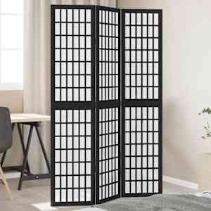 Paravan 3-delni črn trden les pavlovnije