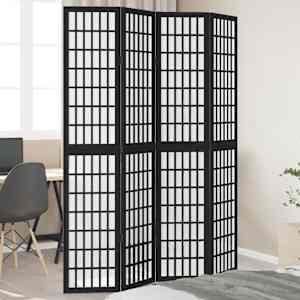 Paravan 4-delni črn trden les pavlovnije