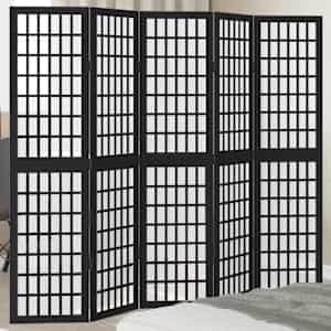 Paravan 5-delni črn trden les pavlovnije