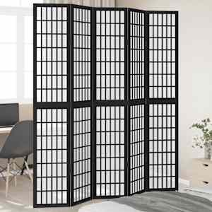 Paravan 5-delni črn trden les pavlovnije