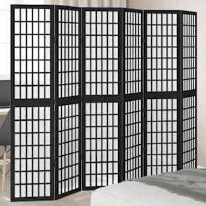 Paravan 6-delni črn trden les pavlovnije