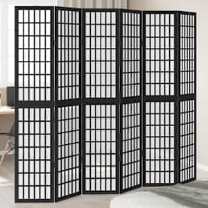 Paravan 6-delni črn trden les pavlovnije