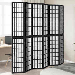 Paravan 6-delni črn trden les pavlovnije