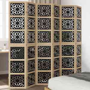 Paravan 6-delni rjav in črn trden les pavlovnije