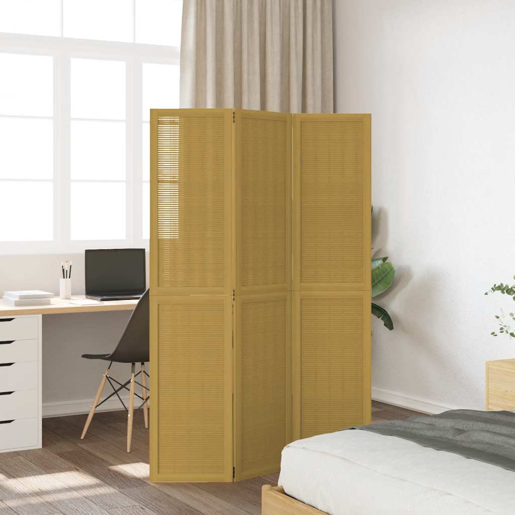 vidaXL Paraván 3dílný hnědý masivní dřevo pavlovnie