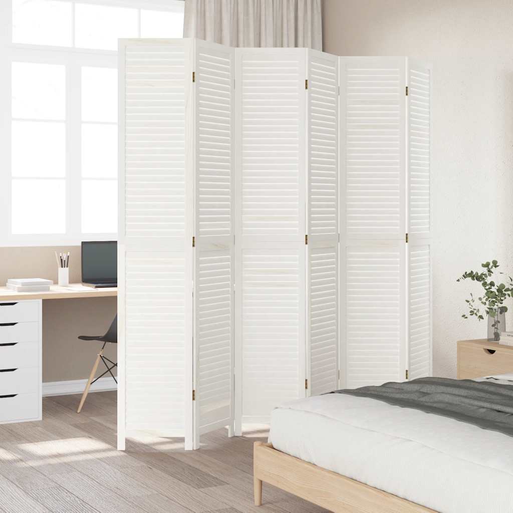 vidaXL Kamerscherm met 6 panelen massief paulowniahout wit