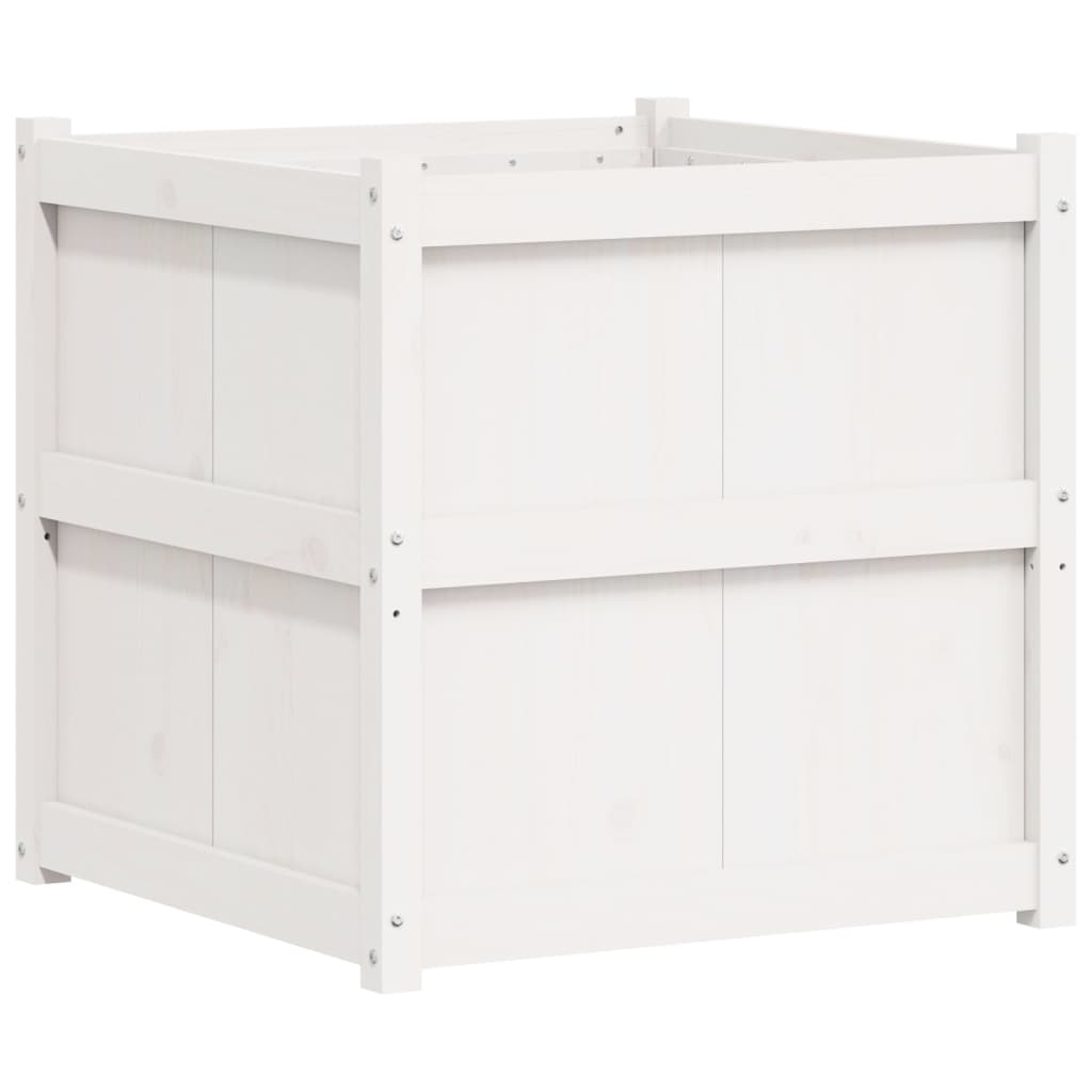 vidaXL Zahradní truhlík bílý 70 x 70 x 70 cm masivní borové dřevo