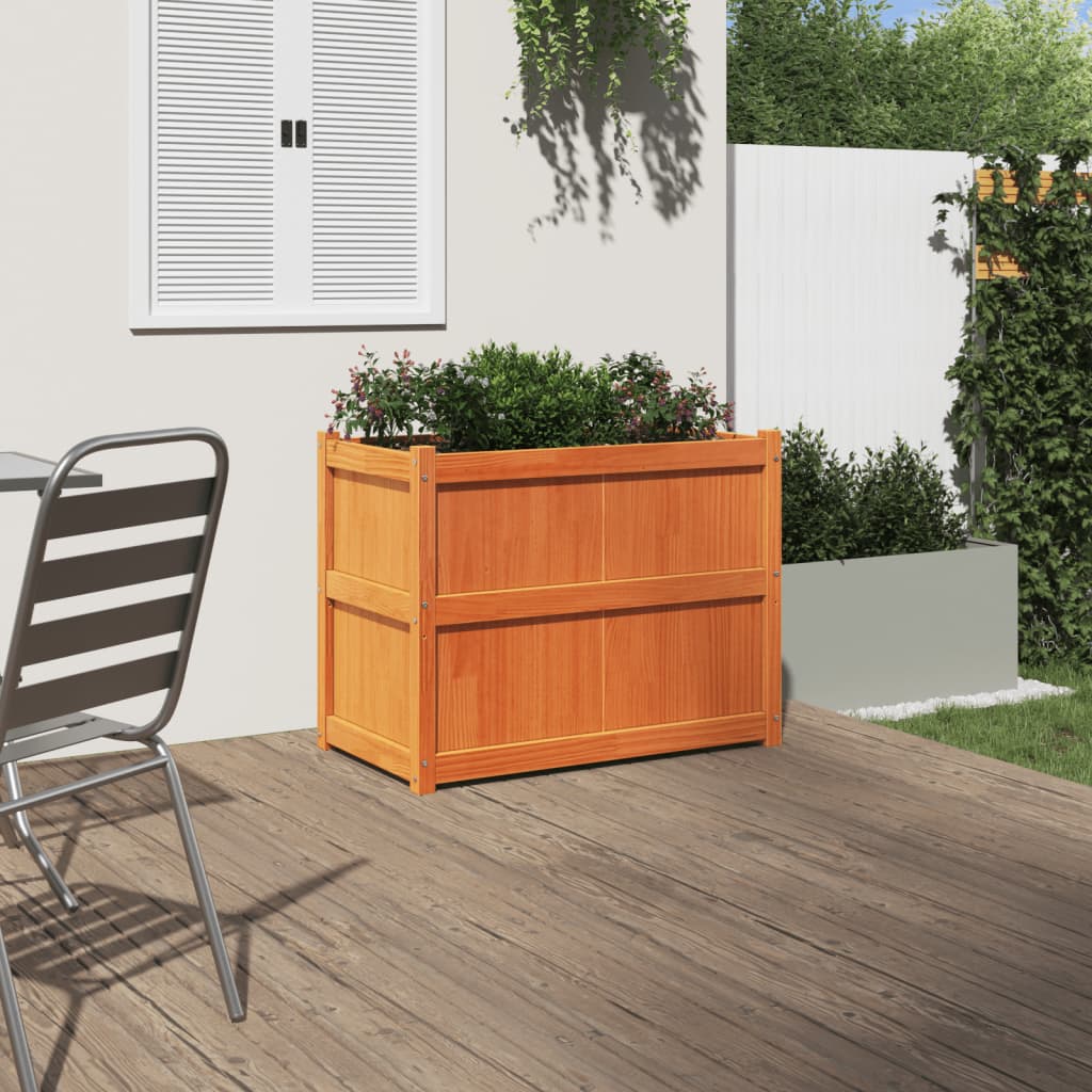 vidaXL Plantenbak 90x50x70 cm massief grenenhout wasbruin afbeelding