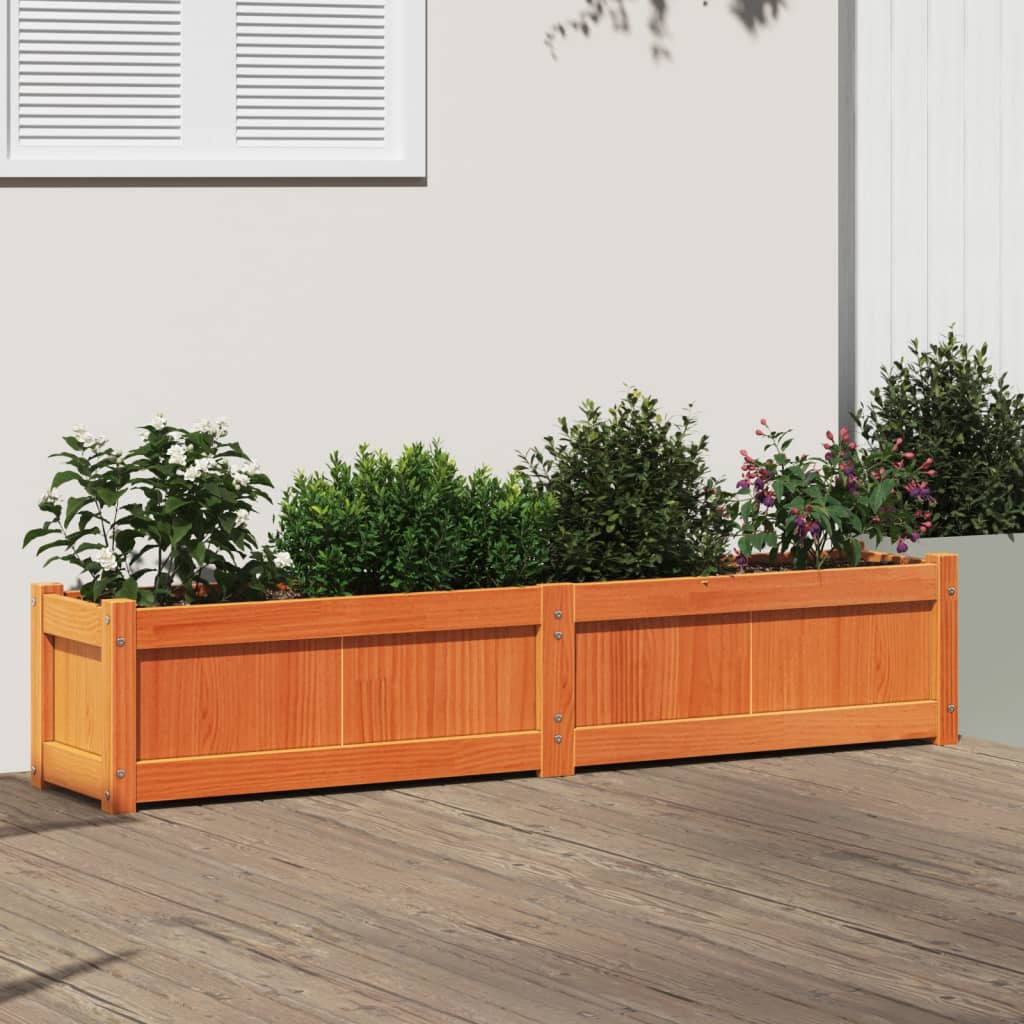 vidaXL plantekasse 150x31x31 cm massivt fyrretræ gyldenbrun