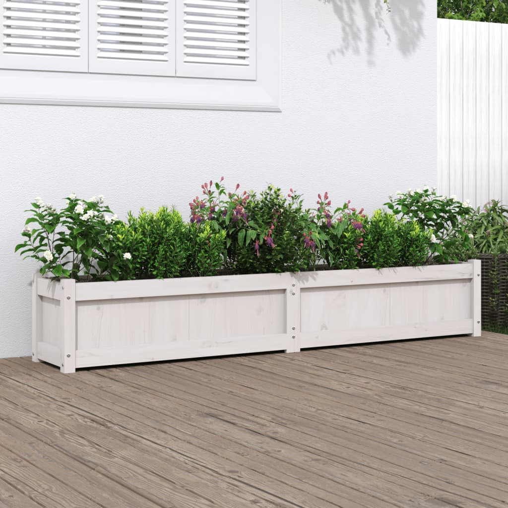 vidaXL plantekasse 180x31x31 cm massivt fyrretræ hvid