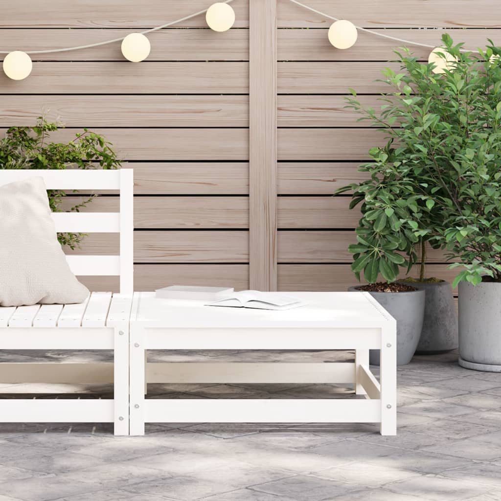 vidaXL Tuinvoetenbank 70x70x30 cm massief grenenhout wit afbeelding