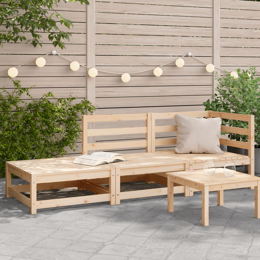 vidaXL Canapea de grădină cu taburet și 2 locuri, lemn masiv pin