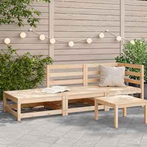 Vrtni kavč s stolčkom za noge dvosed trdna borovina