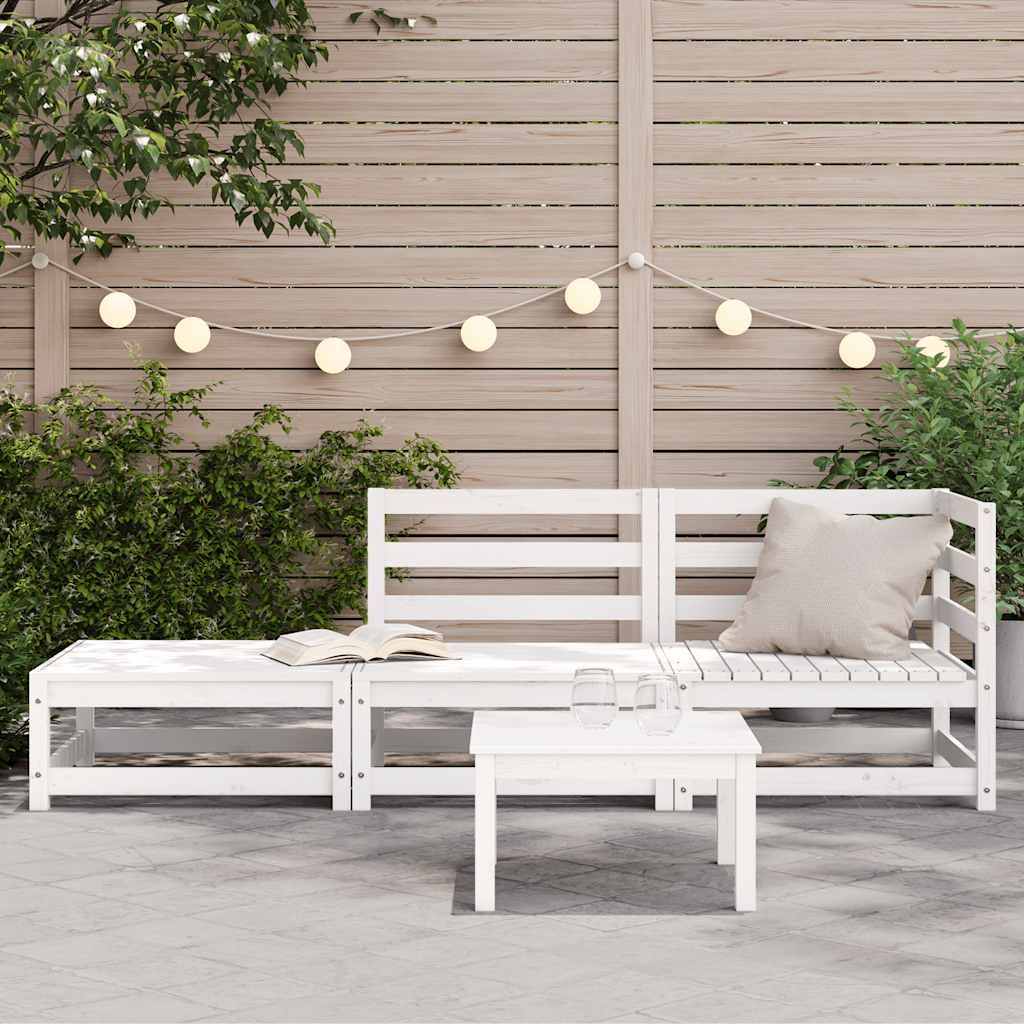Thumbnail - vidaXL Gartensofa mit Hocker 2-Sitzer Weiß Massivholz Kiefer