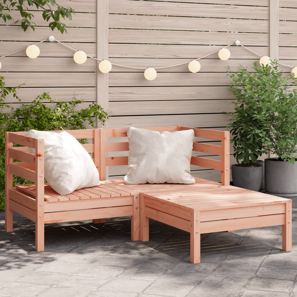 vidaXL Canapea de grădină cu 2 locuri/taburet, lemn masiv douglas