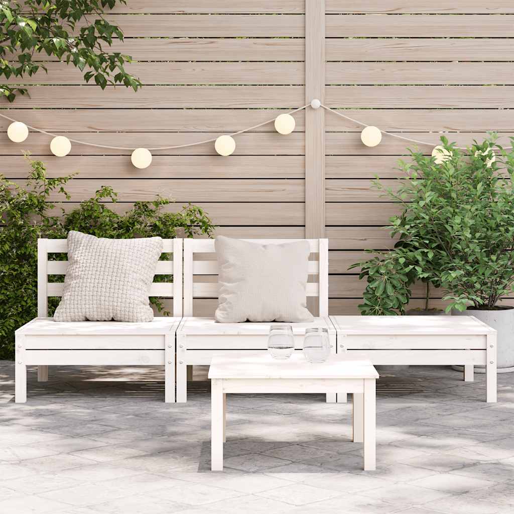 vidaXL Tuinbank 3-zits massief grenenhout wit