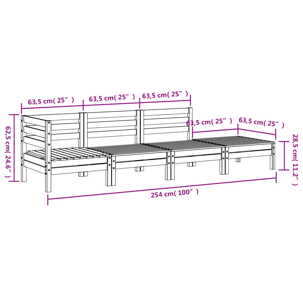 Patio Furniture Outdoor Sectional Conversation Set Solid Wood Pine vidaXL - Picture 76 of 98