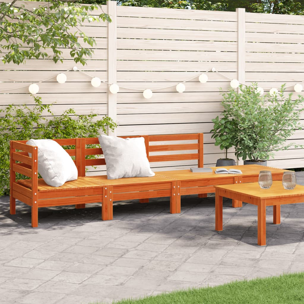 vidaXL Canapea de grădină cu 4 locuri, maro ceruit, lemn masiv de pin