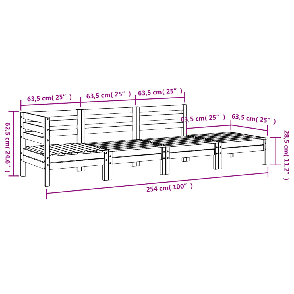Patio Furniture Outdoor Sectional Conversation Set Solid Wood Pine vidaXL - Picture 62 of 98