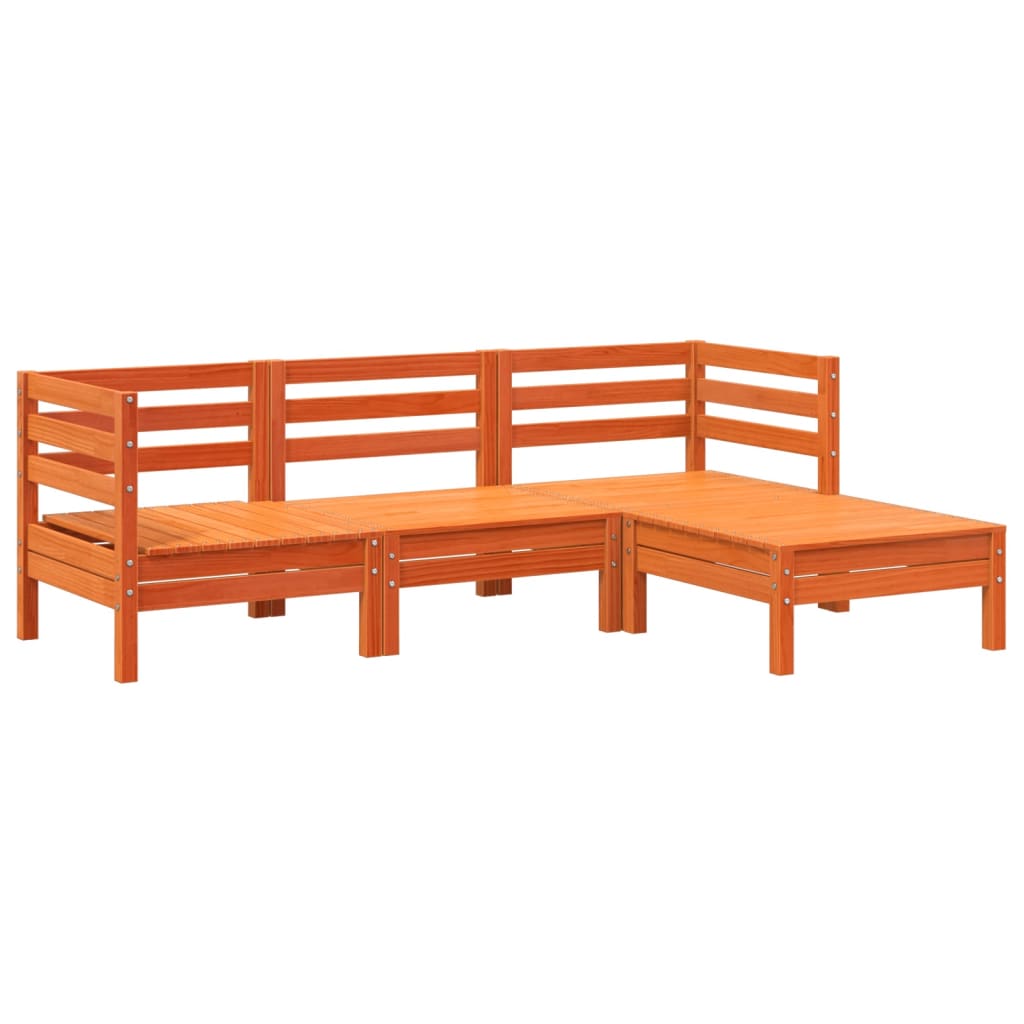 Thumbnail - vidaXL Gartensofa 3-Sitzer mit Hocker Wachsbraun Massivholz Kiefer