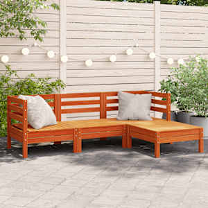 Vrtni kavč trosed s stolčkom voščeno rjava trdna borovina