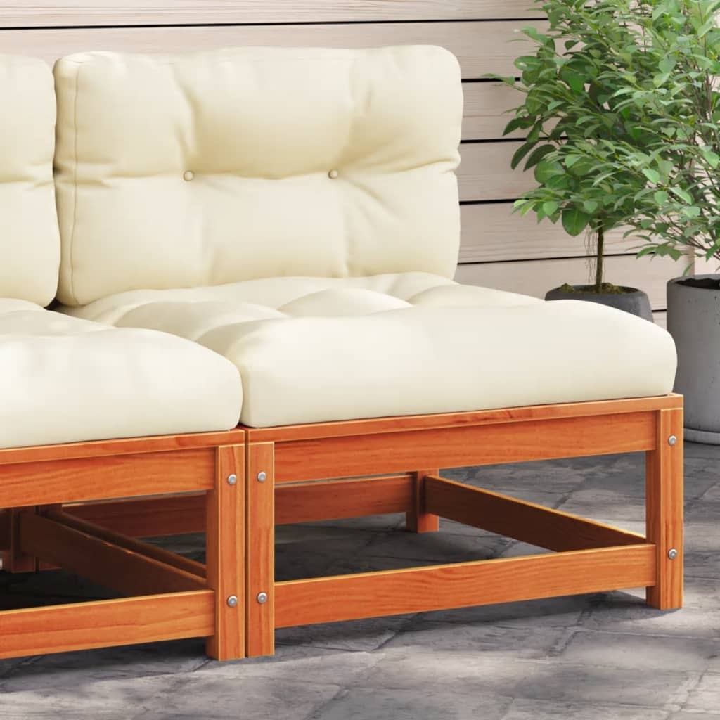 vidaXL Gartensofa ohne Armlehnen mit Kissen Wachsbraun Kiefernholz