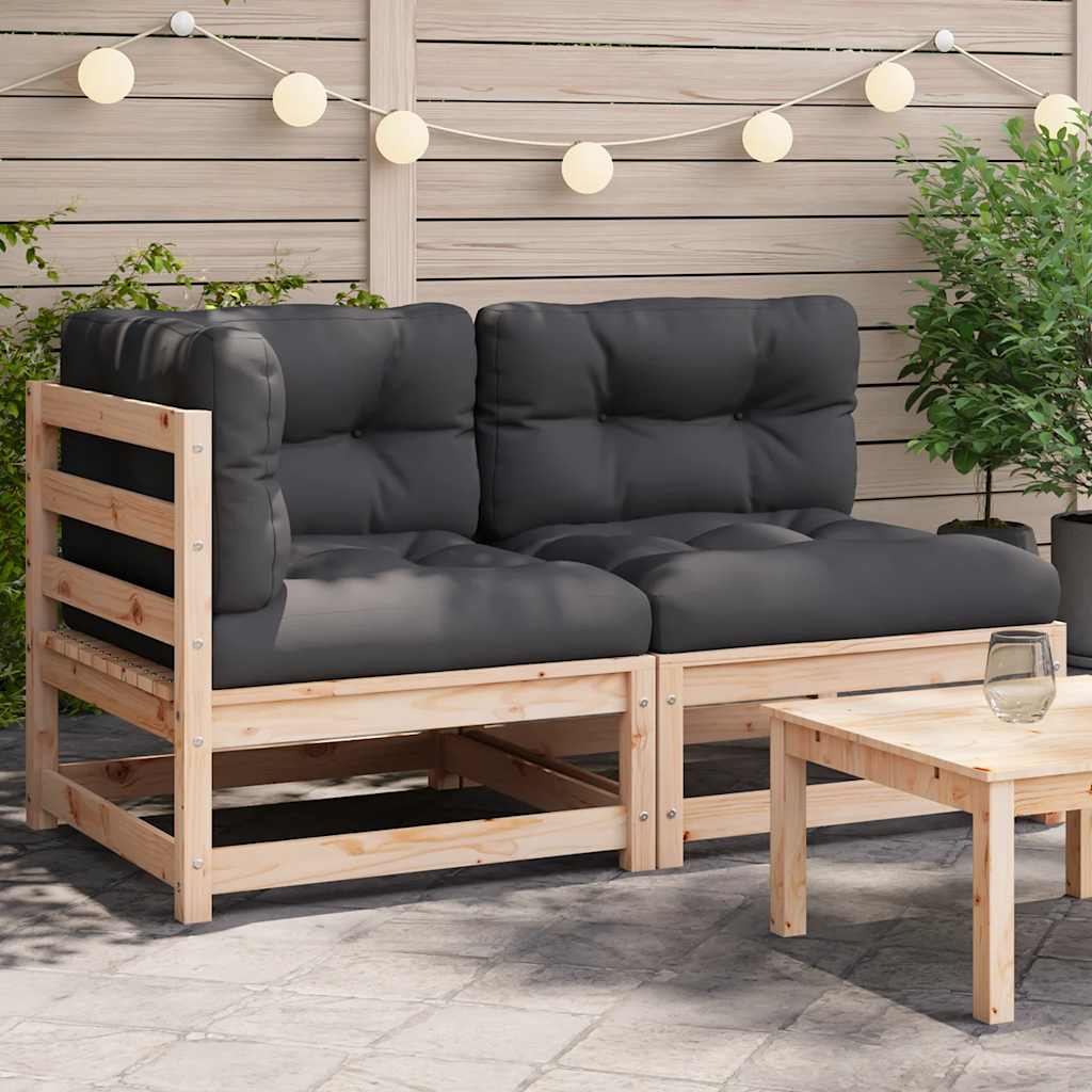 vidaXL 2-personers havesofa m. hynder massivt fyrretræ