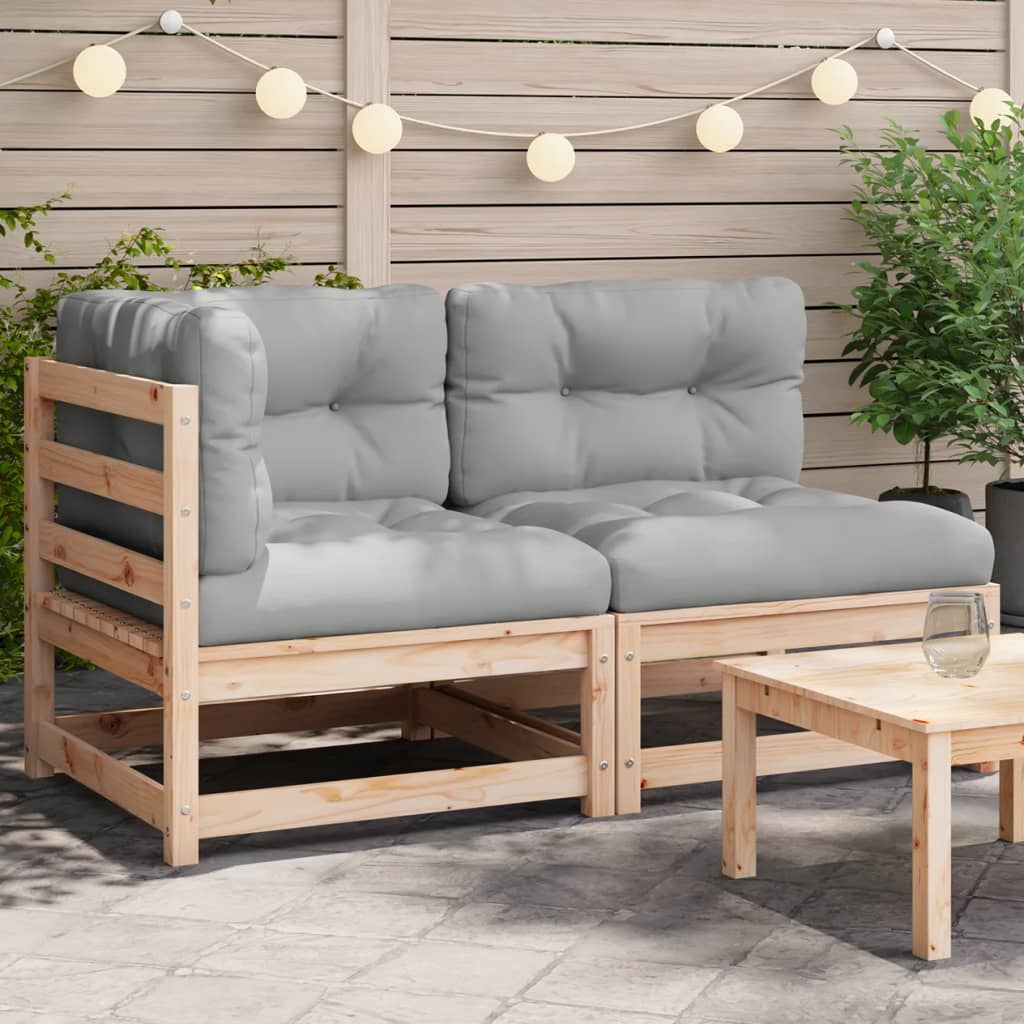 vidaXL Canapea de grădină cu 2 locuri, cu perne, lemn masiv pin