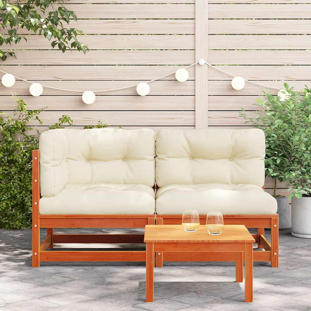 Thumbnail - vidaXL Gartensofa mit Kissen 2-Sitzer Wachsbraun Massivholz Kiefer