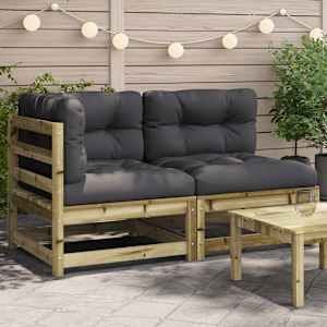 Vrtni kavč dvosed z blazinami impregnirana borovina