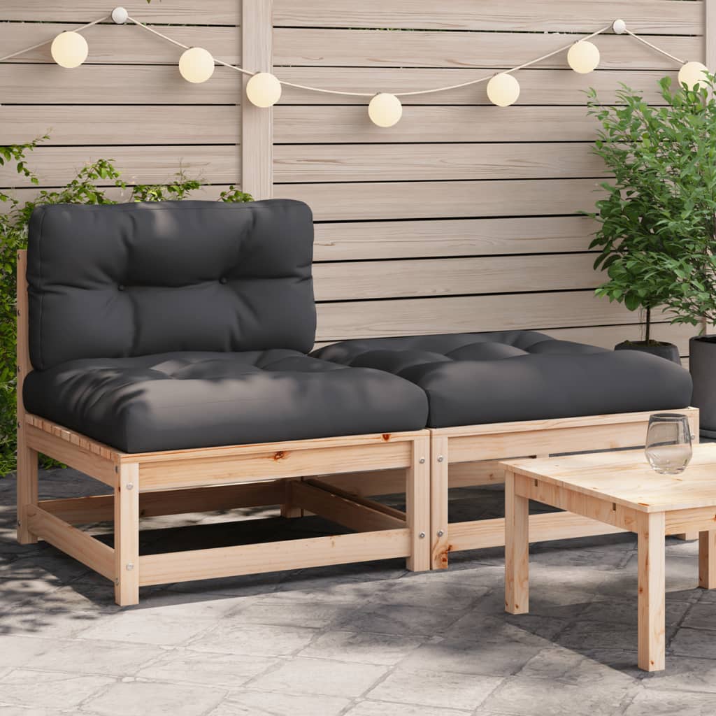 vidaXL Gartensofa ohne Armlehnen mit Kissen und Hocker