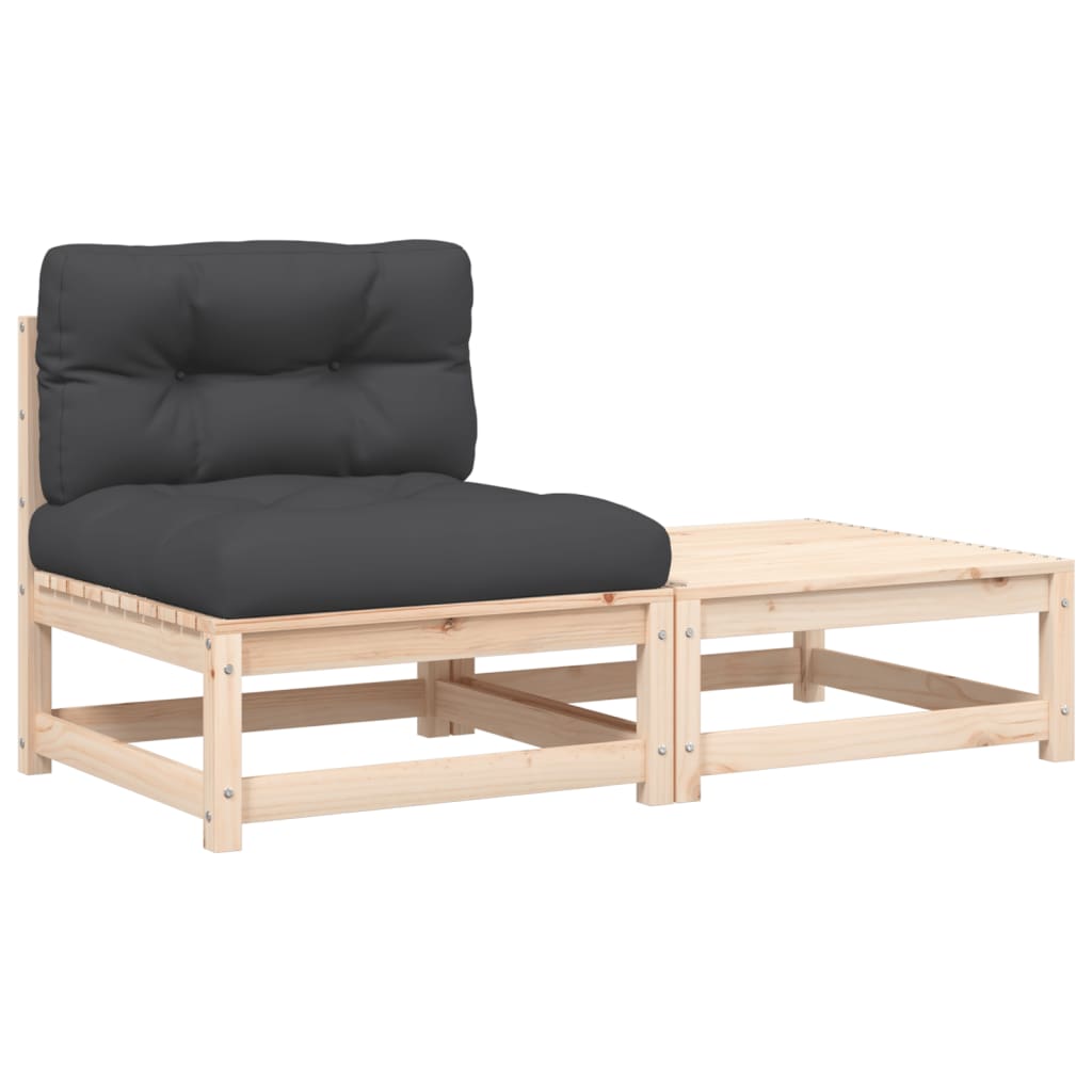 Thumbnail - vidaXL Gartensofa ohne Armlehnen mit Kissen und Hocker