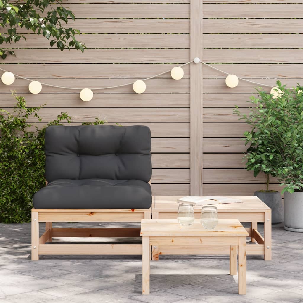 Thumbnail - vidaXL Gartensofa ohne Armlehnen mit Kissen und Hocker