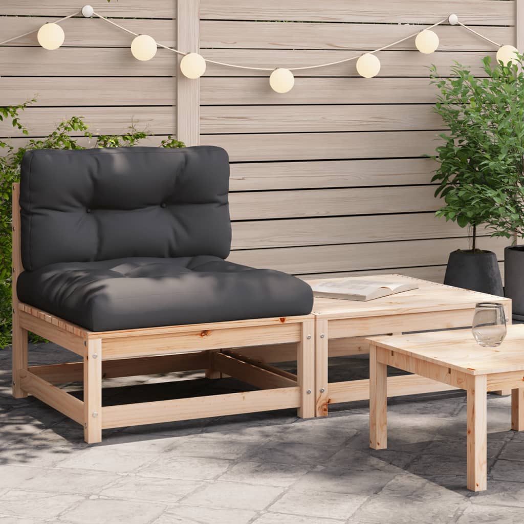 vidaXL Gartensofa ohne Armlehnen mit Kissen und Hocker