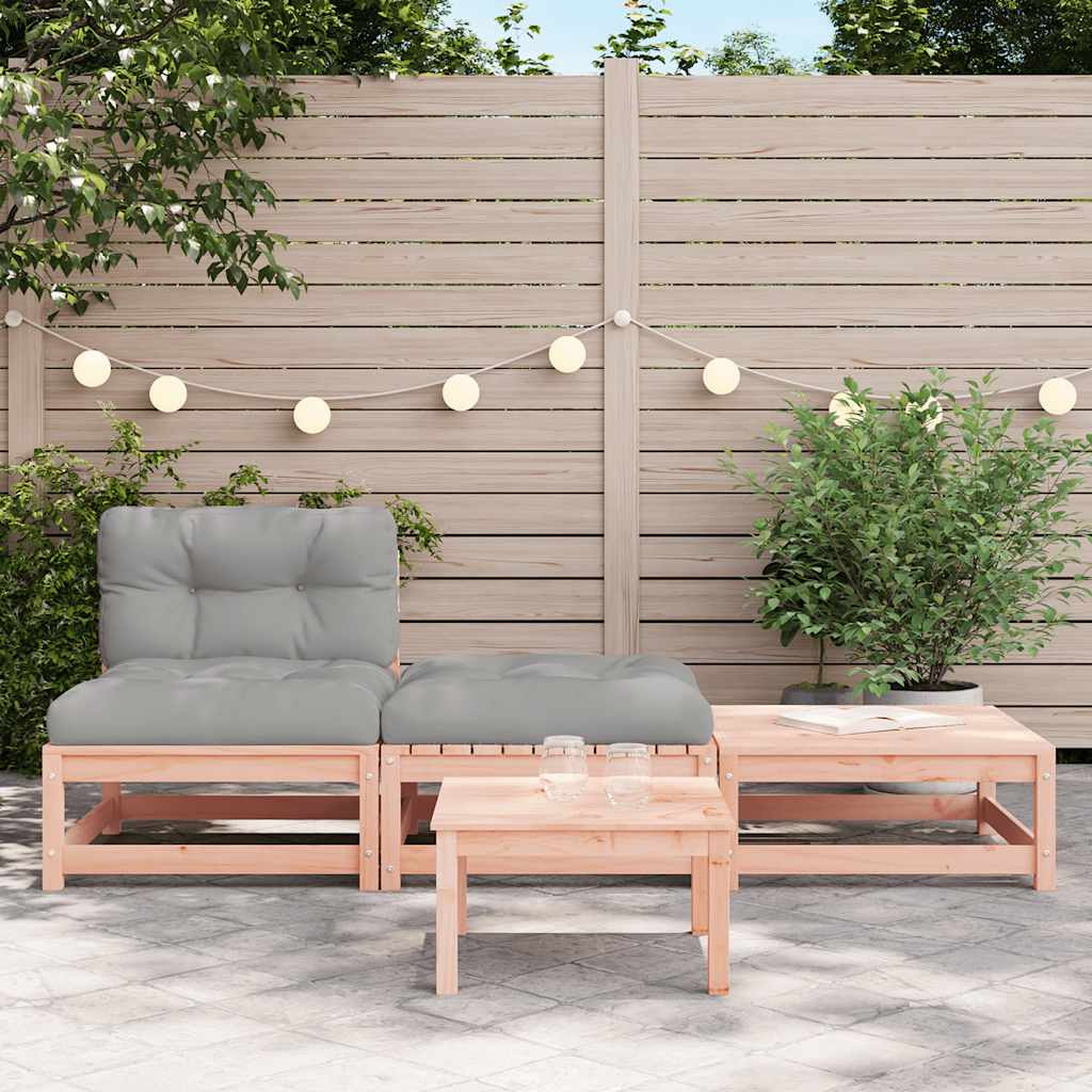 Thumbnail - vidaXL Gartensofa ohne Armlehnen mit Kissen und Hockern