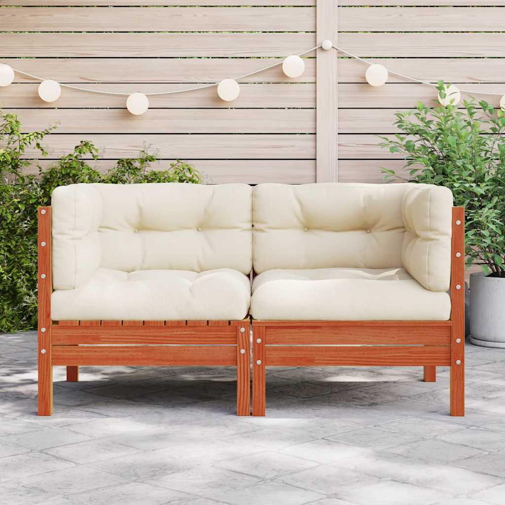 Thumbnail - vidaXL Garten-Ecksofa mit Kissen 2 Stk. Wachsbraun Massivholz Kiefer