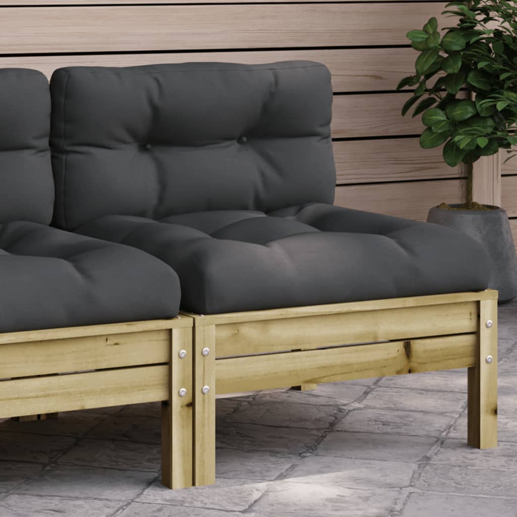 vidaXL Gartensofa ohne Armlehnen mit Kissen Kiefernholz