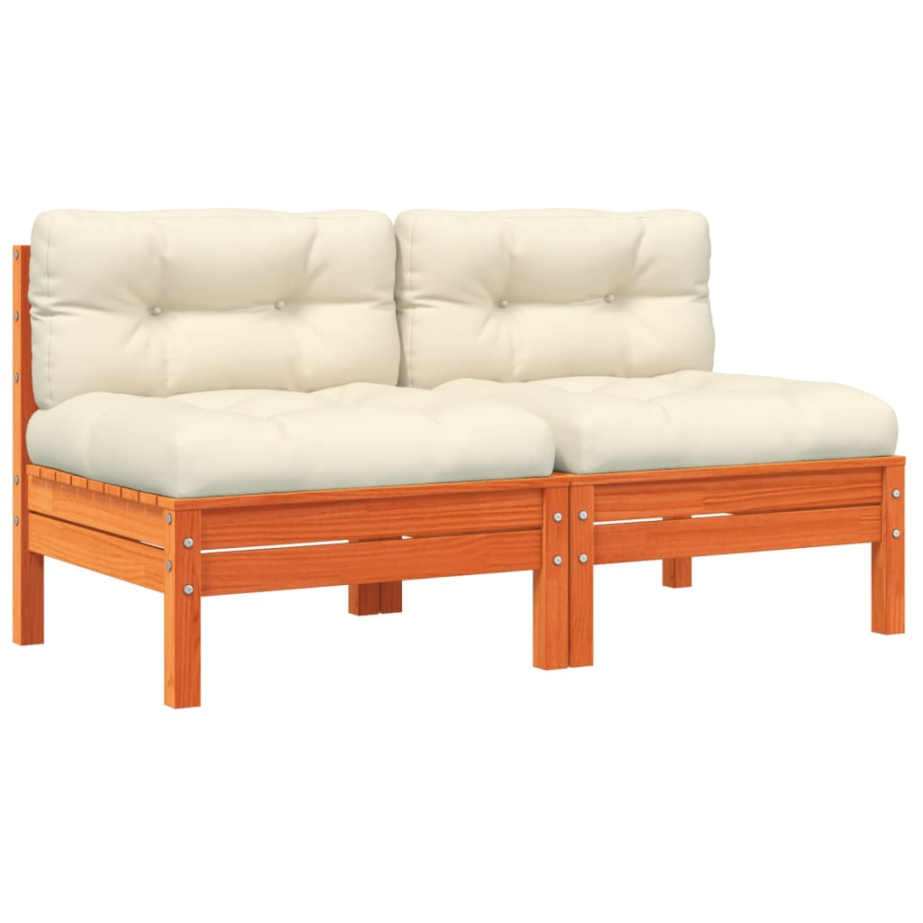 Thumbnail - vidaXL Gartensofa ohne Armlehnen mit Kissen 2 Stk. Wachsbraun Kiefer