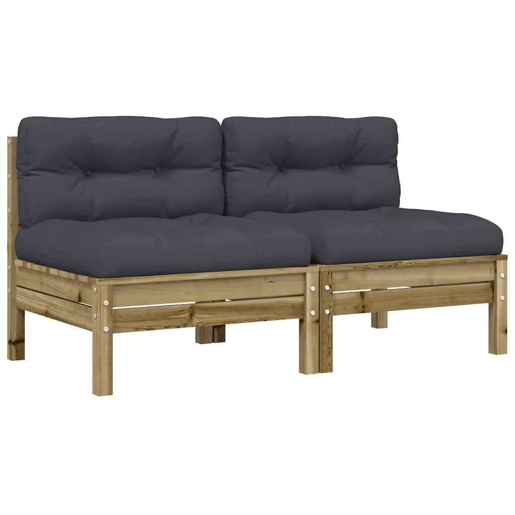 Thumbnail - vidaXL Gartensofa ohne Armlehnen mit Kissen 2 Stk. Kiefernholz