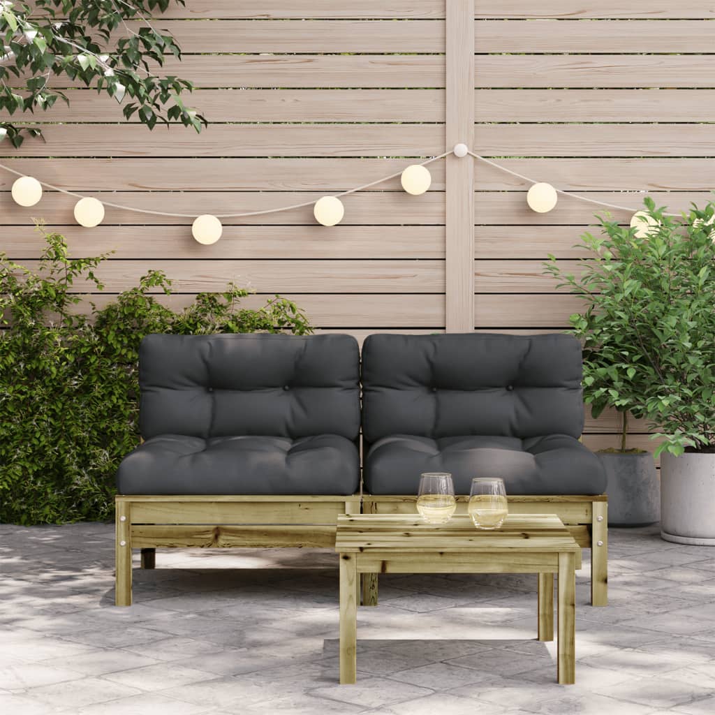 Thumbnail - vidaXL Gartensofa ohne Armlehnen mit Kissen 2 Stk. Kiefernholz