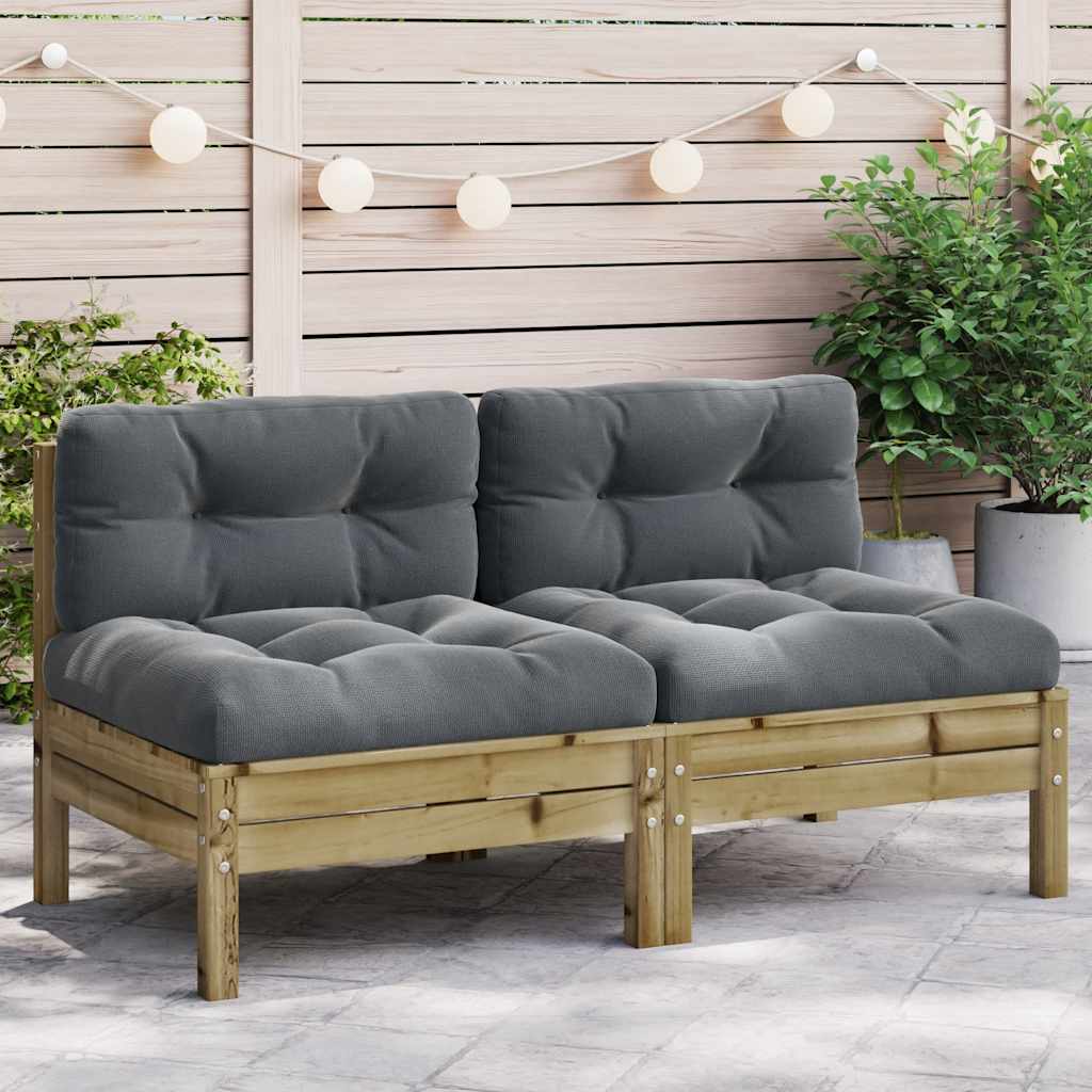 vidaXL Gartensofa ohne Armlehnen mit Kissen 2 Stk. Kiefernholz