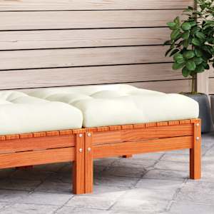 Vrtni stolček za noge z blazino voščeno rjava trdna borovina