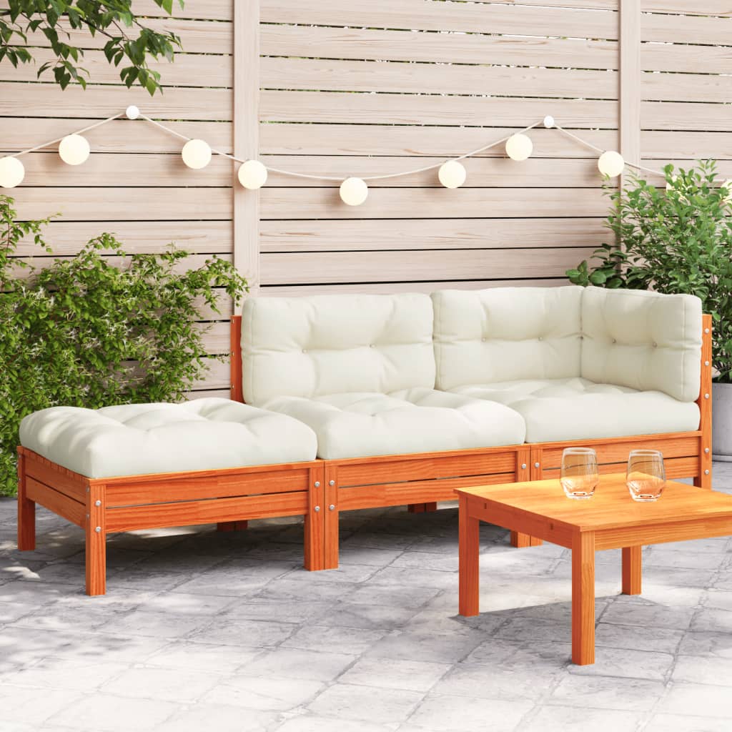 vidaXL Garden Sofa with Cushions and Footstool 2-Seater