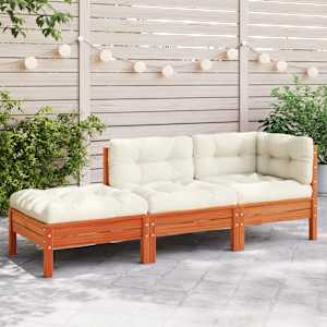 Vrtni kavč z blazinami in stolčkom za noge dvosed