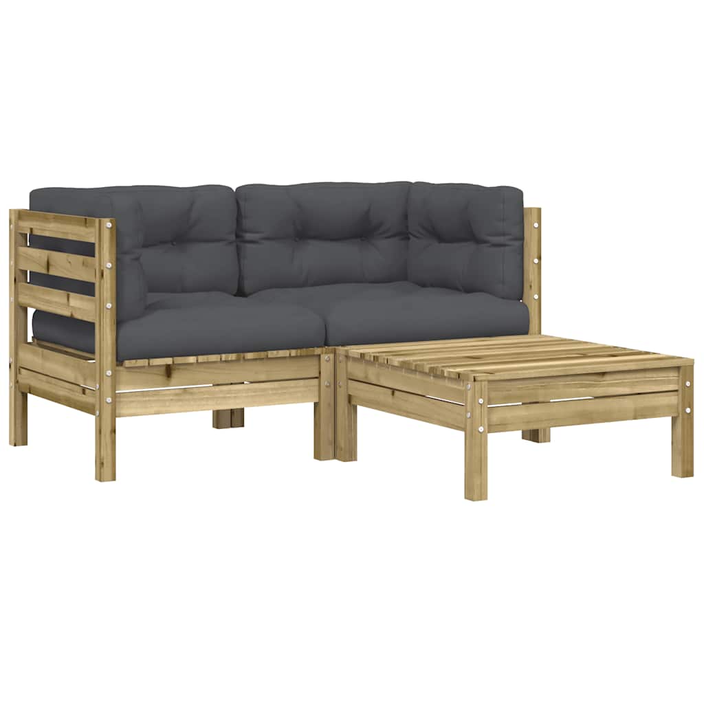 Thumbnail - vidaXL Gartensofa mit Kissen und Hocker 2-Sitzer
