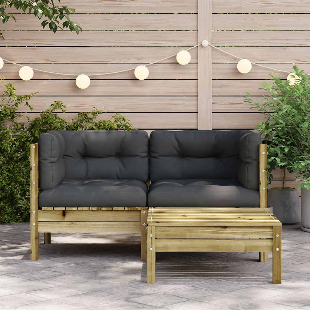 Thumbnail - vidaXL Gartensofa mit Kissen und Hocker 2-Sitzer